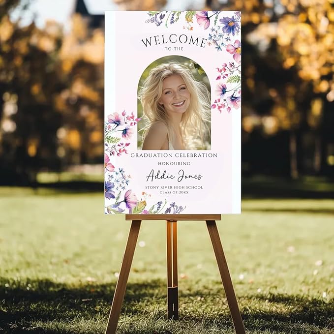 My4gifts Graduation Party Welcome Sign with Photo, Greenery Grad Poster, Personalized Graduation Decor, Class of 2025 Welcome Board, Senior Party Sign, Custom Grad Celebration Sign - 22