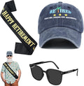 JaGely 3 Pcs Retirement Gifts for Men Retirement Party Accessories Retirement Sash Retirement Hat Retired Sunglasses for Men