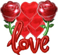 Valentine Balloons Red Love Balloons Red Heart Balloons and Red Rose Balloons Valentine Party Balloons for Valentine Day Decoration Special Night Party Decorations Theme Supplies Balloon Sets-8 PCS