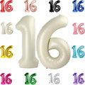 16 Balloon Number, Cream Number 16th Birthday Balloons 40 Inch, Sweet 16 Years Old Cream Birthday Decorations for Boys Girls, 16th Anniversary Decorations