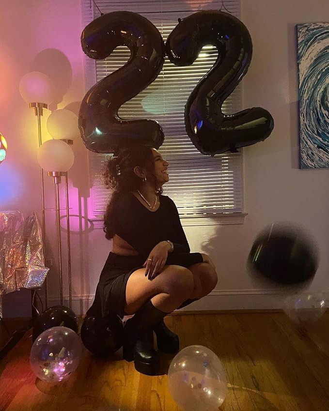 20 Balloon Number, Black Number 20th Birthday Balloons 40 Inch, 20 Years Old Black Birthday Decorations for Men Women, 20th Anniversary Decorations