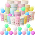 Easter Throwing Toss Game for Family 50 Bunny Paper Cups 24 Colorful Balls Easter Activities Spring Carnival Throwing Toss Game for Gatherings Outdoor Indoor Prize Party Supplies