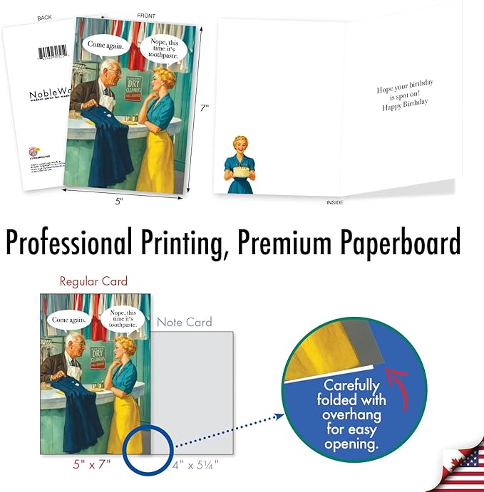 NobleWorks Funny Birthday Greeting Card with 5 x 7 Inch Envelope (1 Card) Bday Come Again C11055BDG