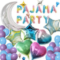 44 Pieces PAJAMA PARTY Balloons Silver Moon Star Rainbow Gradient Heart Aluminum Foil Balloons Purple Blue Latex Balloons for Girls Women Slumber Party Sleepover Birthday Party Decoration (Silver)