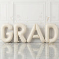 Biapian 40 Inch GRAD Balloons, Cream Letter Balloon, Beige Graduation Decorations, Large Banner With White Ribbon for Class of 2024 Party
