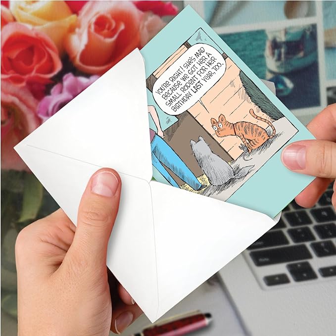 NobleWorks - 1 Humor Birthday Card with Envelope - Funny Cartoons for Birthday Greetings, Celebration Notecard - Rodent Present C3286BDG