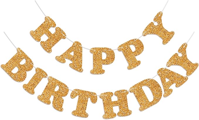 Glitter Orange Happy Birthday Banner Birthday Party Decorations Sign Bunting Banner for Wall Decor Party Background for Girls Women Adults