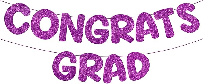 Fulmoon Pre Strung Congrats Grad Banner Glitter Congratulations Banner College Graduation Sign Class of 2026 Grad Party Decorations for High School University Graduation Party Favor(Purple)
