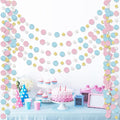 Outus 5 Pieces Pink,Blue,Gold,White Round Dots Garland Easter Graduation Party Hanging Decor Each Length 13.1ft Glitter Paper Dot Streamers for Birthday Wedding Classroom