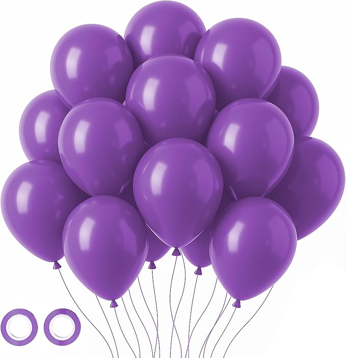 105pcs Purple Balloons 12inch Party Latex Balloons for Birthday Baby Shower Halloween Wedding Valentine's Day Party Bachelorette Decorations
