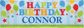 Let's Make Memories Personalized Blue Happy Birthday Banner for Kids - Custom Birthday Party Decorations - Indoor/Outdoor Vinyl - Any Name - Balloons and Stars - 8ft
