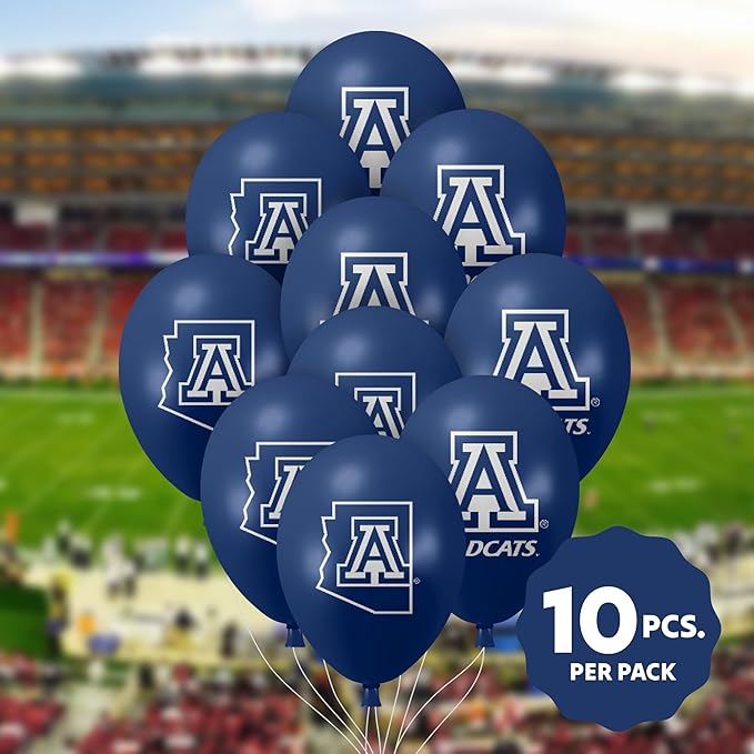 Arizona Wildcats Balloons 10 Pack 11" Official Licensed Logos, Helium Quality Latex Balloons, Perfect for College Football Team Celebration, Decorated Front and Back by Westrick