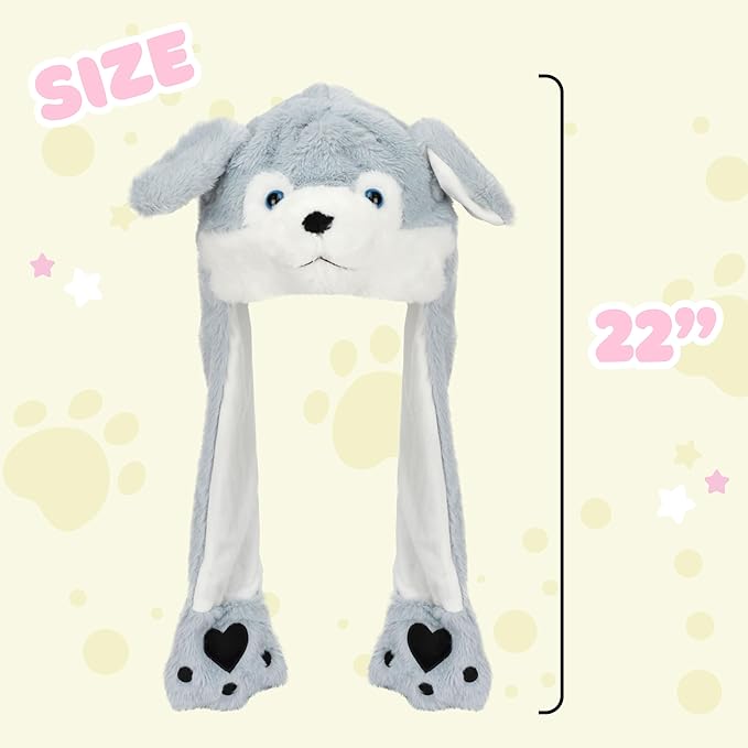 Animal Hat with Ears Moving Jumping Pop Up Beating Hat Plush Holiday Cosplay Dress Up Funny Gift for Kids