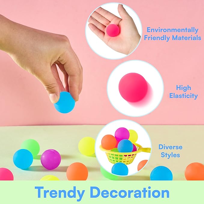 JOYIN 24 PCS Multi Neon Style Bouncy Balls, 6 Colors 32mm Assorted Bouncy Balls Bulk with Storage Bag, Bounce Toys for Kids Party Favors Birthdays Gifts Goodie Bags Stuffers Carnival Prizes