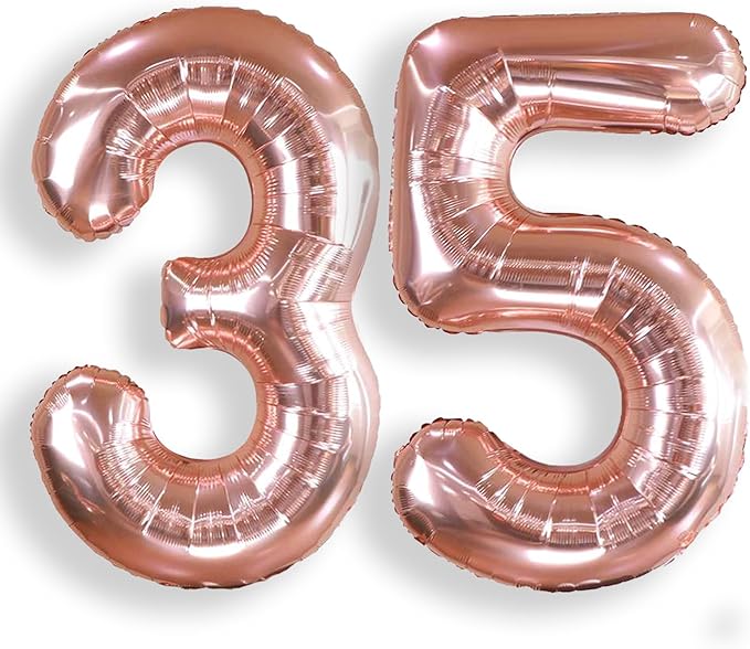 AULE 40 Inch Large 35 Balloon Numbers Rose Gold Big Foil Number Balloons Giant Helium Happy 35th Birthday Party Decorations fo Women Huge Mylar 53 Anniversary Supplies