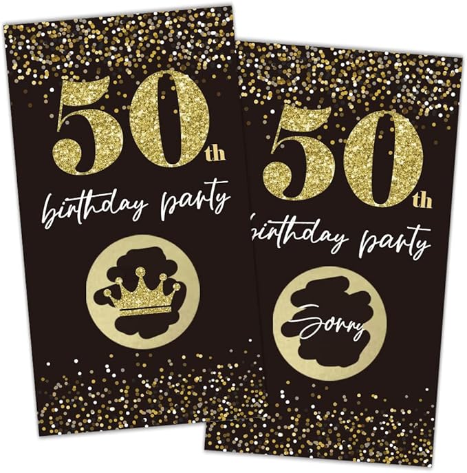 REWIDPARTY Black Gold 50th Birthday Party Scratch Off Game Cards（32 PCS） Cheers to 50 Years Party Supplies Happy 50th Birthday Party Scratch Cards Activity for Birthday Raffle Tickets Kids Adults