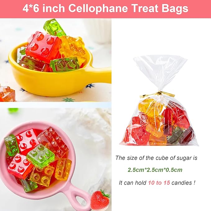 Cello Cellophane Treat Bags, 200 Pcs 4x6 Inches Clear Cellophane Bags with 200 Twist Ties for Gift Wrapping,Packaging Candies,Dessert,Bakery,Party Favors