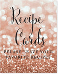 Andaz Press Wedding Party Signs, Glitzy Rose Gold Glitter, 8.5x11-inch, Recipe Cards, Leave Your Favorite Recipes, 1-Pack, Bokeh Colored Party Supplies