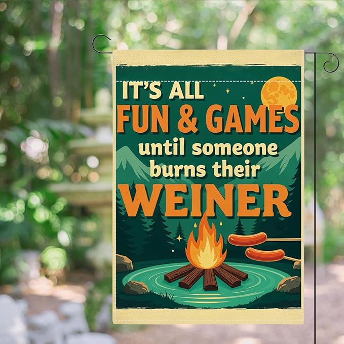 Funny Garden Camping Flag Camping Flags for Campsite Decor for Yard Front Door Bonfire Party Flags Decor Double Sided Garden Flag 12 x18 inchs