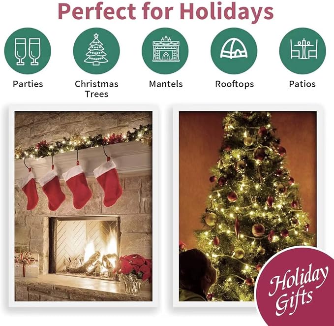 LAMPHOME 100 Count Clear Christmas String Lights, 19.6ft White Wire Fairy Lights, UL Certified Waterproof Indoor & Outdoor String Lights for Xmas Tree, Patio, Wedding, Mother's Day Decor