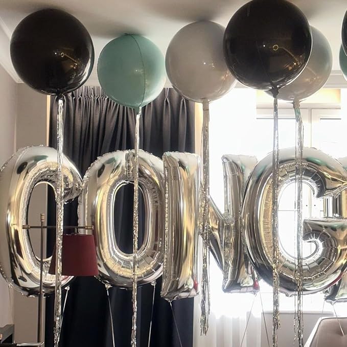 Silver Letter O Balloons 40 inch Large Alphabet O Balloons Silver Helium Foil Letter Balloon Banner for Birthday Party Anniversary Wedding Decoration