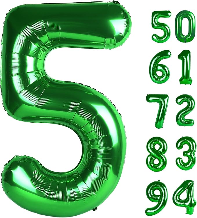 Green 5 Balloon, Number Balloons 40 Inch, 5th Birthday Balloon Decorations, Green Party Supplies, 5 Number Balloons, Number 5 Balloon, Games Theme Birthday Decorations