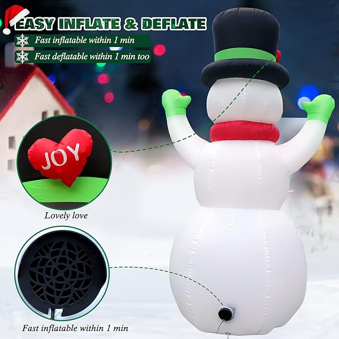 FunFanso 7 FT Christmas Inflatables Snowman Outdoor Decorations, Giant Blow up Snow Man Yard Decor Built-in Bright LED Light Wear Magic Hat, Weatherproof Holiday for Garden Patio Lawn Party Xmas Gifts