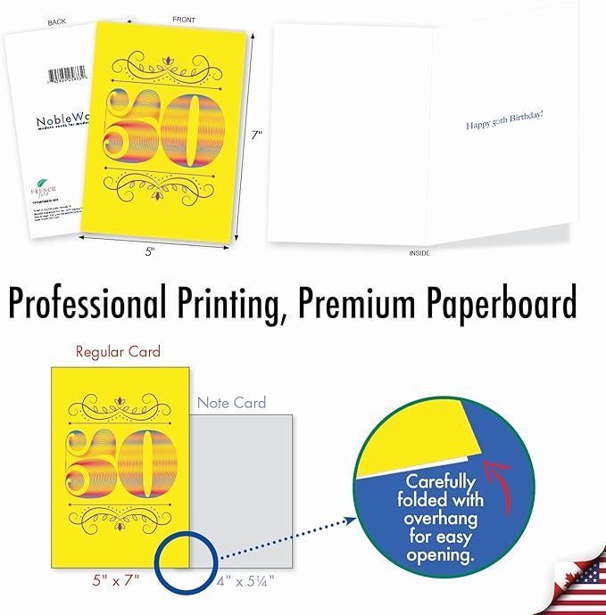 NobleWorks - 50th Funny Card for Birthday - Milestone Bday of 50 Years, Celebrate and Congrats Notecard with Envelope - Fab Figures 50 C9458CMBG