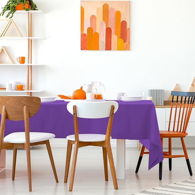 Kopokita 2PCS Purple Plastic Tablecloths 54 x 108 Inch, Disposable Table Cloths Rectangle Party Table Covers