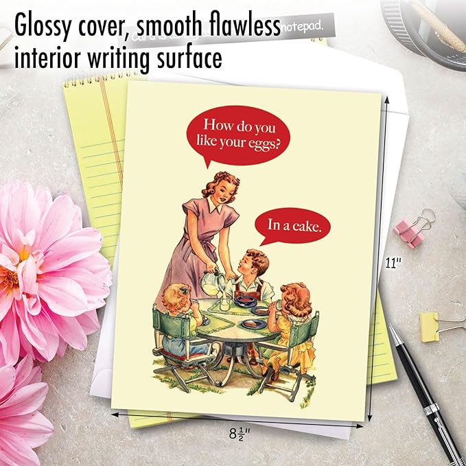 NobleWorks Big Hysterical Birthday Paper Card 8.5 x 11 Inch with Envelope (1 Pack) Large Jumbo Bday Eggs In Cake J4651BDG