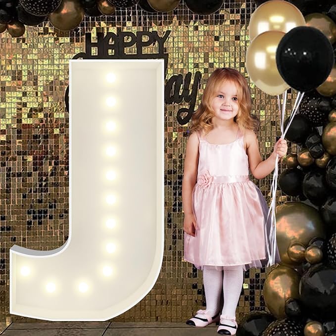 4FT Marquee Light Up Letters J, Big Marquee Letter for Baby Shower Birthday Engagement Wedding Marry Me Party Decor