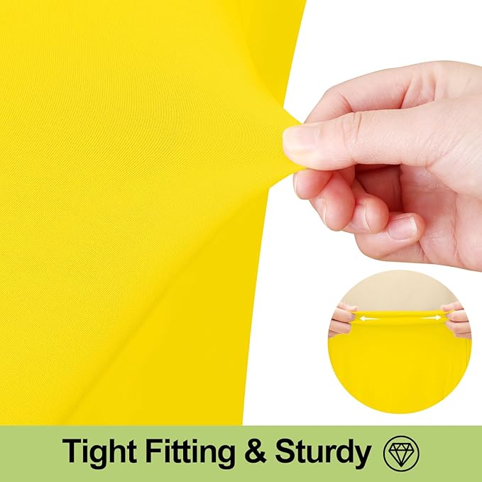 Smiry Spandex Tablecloth, Elastic Fitted Stretch Tablecloth for 8FT Rectangle Tables, Waterproof Washable Table Cover Skirt for Outdoor, Wedding, Banquet & Parties (Yellow, 96Lx30Wx30H Inch)