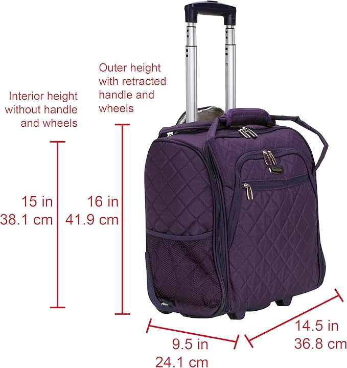 Rockland Melrose Upright Wheeled Underseater Carry-On Luggage, Purple