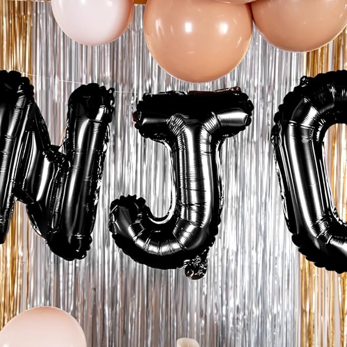 Restaurantware-Balloonify 16 Inch Letter Balloon, 1 Alphabet Party Balloon - Letter J, Self-Sealing, Black Foil Mylar Finish, Hanging Loop, Decoration For Birthday, Wedding, Or Graduation