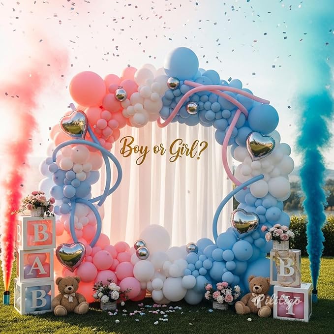 134Pcs Pink and Blue Balloons Garland Arch Kit - Gender Reveal Balloon Decorations for Boy or Girl, Baby Shower, Birthday, Anniversary Party Decorations 2026