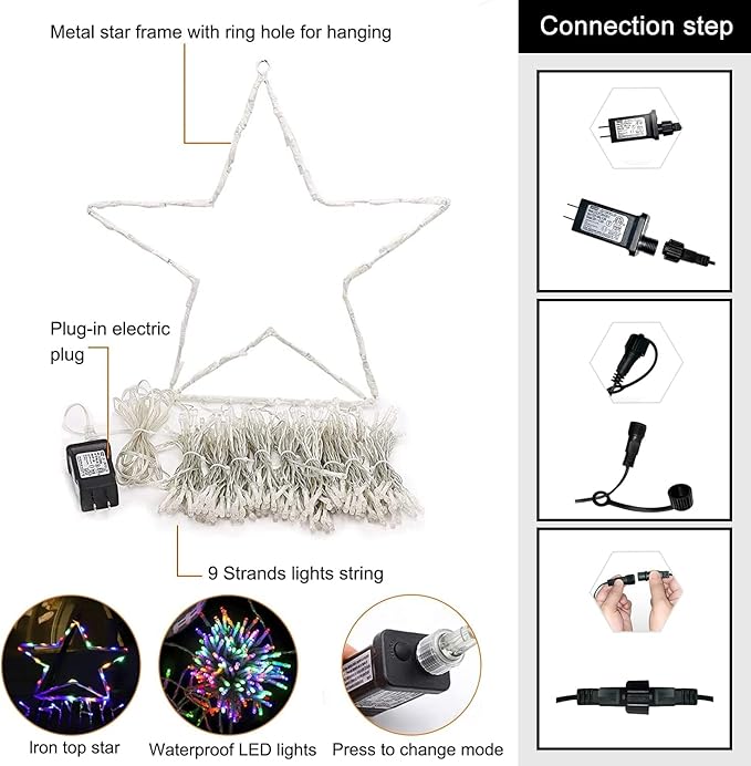 Christmas Decorations 320 LED Star String Lights Christmas Star Tree Lights for Xmas Party Wedding Patio New Year Holiday