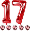 40 Inch Number 17 Foil Balloons, Large Red 17th 71st Birthday Digit With Confetti Helium, Number 1 & 7 Self Inflating for Boys Girls Anniversary Party Decorations