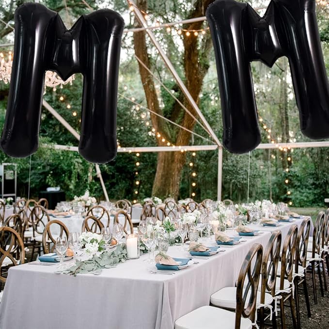 TONIFUL 40 Inch Large Black M Letter Balloon - Jumbo Helium Foil Mylar Big Alphabet for 2026 New Year Eve Graduation Wedding Baby Shower Birthday Party Anniversary Supplies Decorations