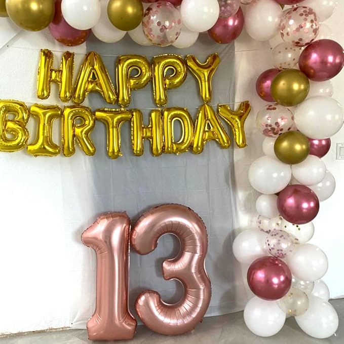 Rose Gold Number 30 Balloons, 40 Inch Rose Gold Mylar Foil Number 3 & 0 Balloons for Women, Self Inflating 30th Birthday Balloons for 30 Year Old Anniversary Birthday Party Decorations Supplies