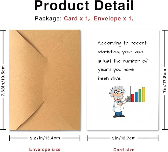 Sarcastic Birthday Card for Statistician Geek, Funny Fact Joke Greeting Card, Witty Humor Bday Card for Him Her, Unique Gift for Adults