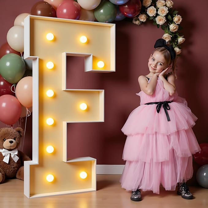 Imprsv 4FT Light Up Marquee Letter F - Large Letter for Birthday Party, Wedding Decorations, Arch Kit