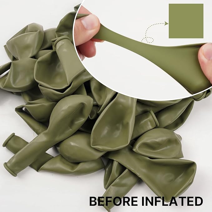 PartyWoo Sage Green Balloons 140pcs Different Sizes of 18 12 10 5 Inch Olive Boho Green Latex Balloon Arch Kit for Wedding Birthday Dinosaur Jungle Golf Football Theme Party Decorations Green-F11