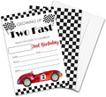Growing Up Two Fast 2nd Birthday Party Invitations - 20-Pack of 4''x6'' Racing Car Invite Cards with Envelopes, Double-Sided Fill In Birthday Party Celebrate Supplies & Decoration For Girls Boys - A10