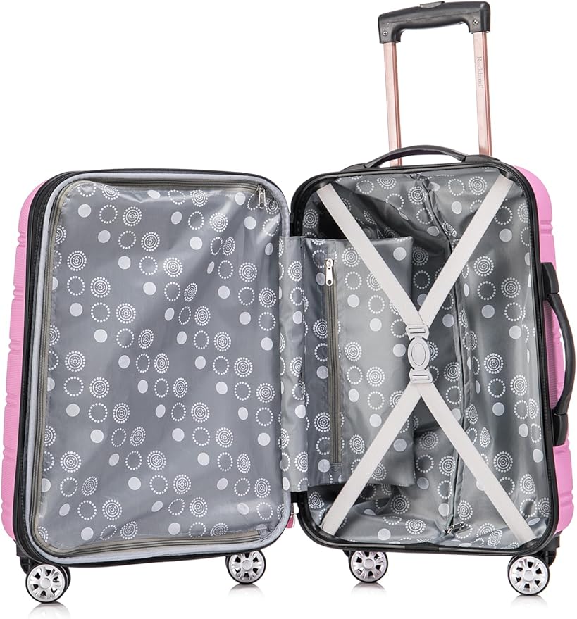 Rockland Melbourne Hardside 2 Piece Expandable Spinner Wheel Luggage Set, Carry-On 20" and Tote 14", Pink