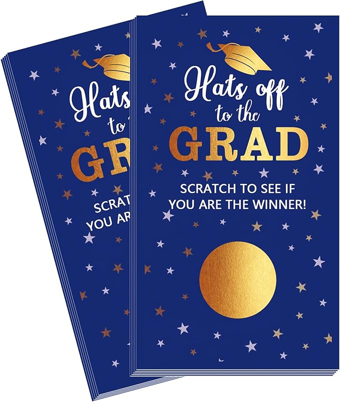 COCHIE 30 Cards Scratch Off Graduation Party Game, Class of 2026 Door Raffle Grad Games, Graduation Parties Supplies Favor Decorations (Blue Gold)