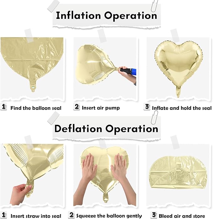 Gold White Foil Heart Balloons, 18 Inch 10 Pcs Pastel Yellow White Foil Heart Shape Balloons Large Light Yellow and White Heart Balloons for Birthday Wedding Graduation Baby Party Valentines