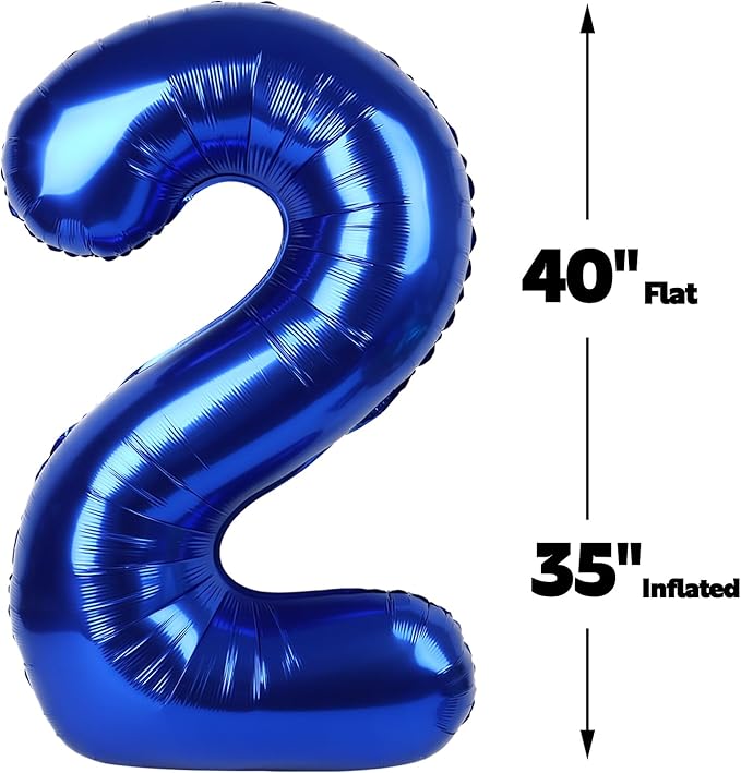 Big Number Balloon 40 Inch, Large Foil Number Balloons, Number Balloons for Women Men Child Birthday Party, Number 2 Night Blue Balloon Anniversary Graduations Decorations