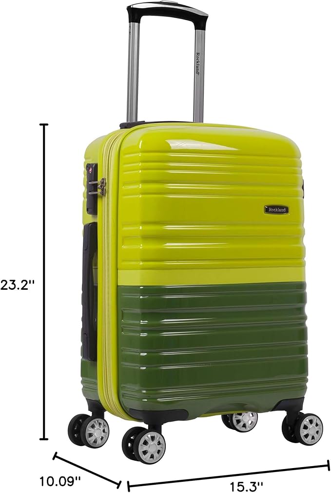 Rockland Melbourne Hardside Expandable Spinner Wheel Luggage, Carry-On 20", Two Tone Green