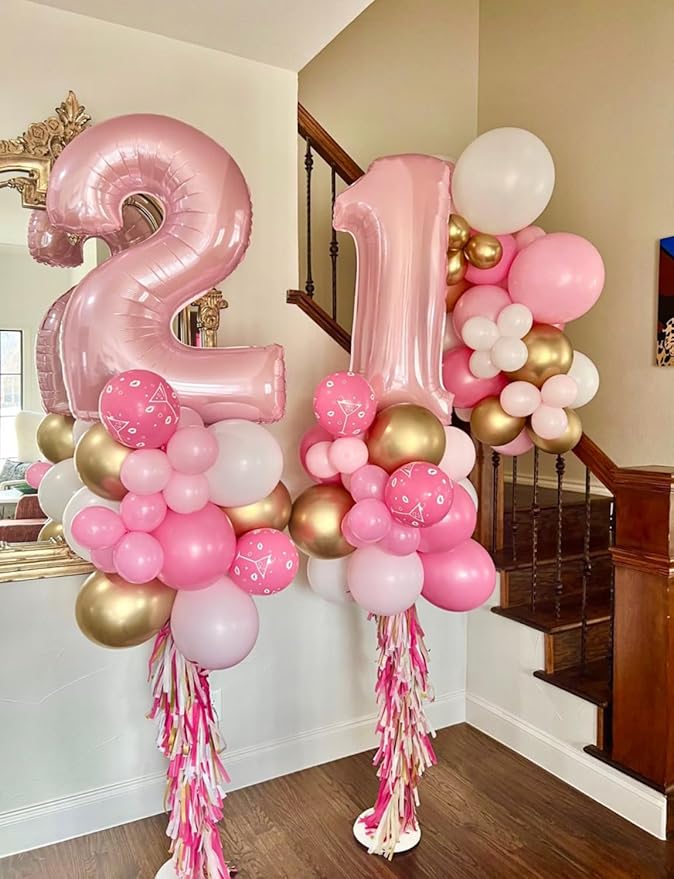 Pink Number 1 Balloons – 40 Inch Giant Foil Number Balloon, Light Pink Big Number Balloon for Girls Birthday, Baby Shower, Princess Theme Party Decorations