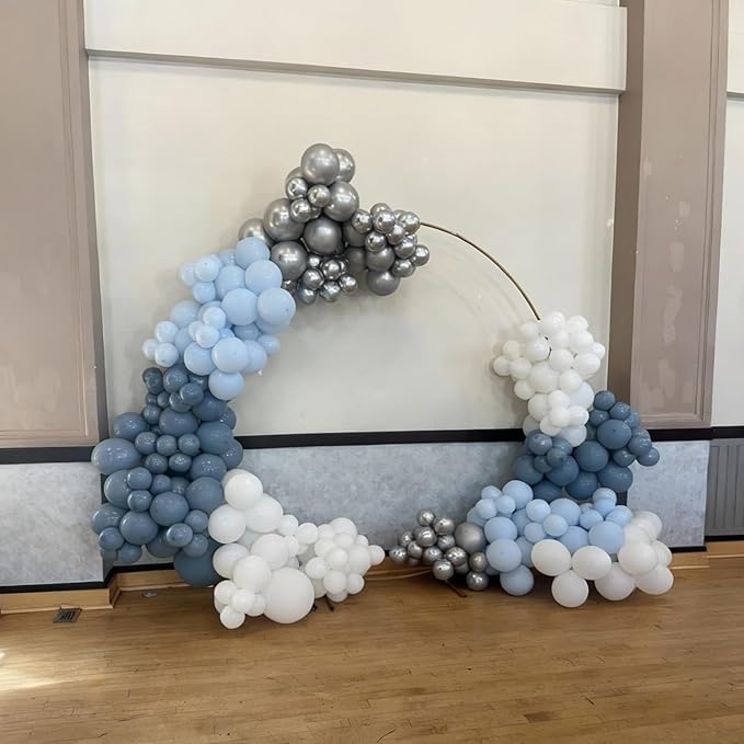 60Pcs Dusty Blue Balloons, 60Pcs 12 Inch Blue and White Balloons with Dusty Pastel Light blue White Clear balloons for Baby Shower Gender Reveal Bridal Shower Birthday Party Decorations